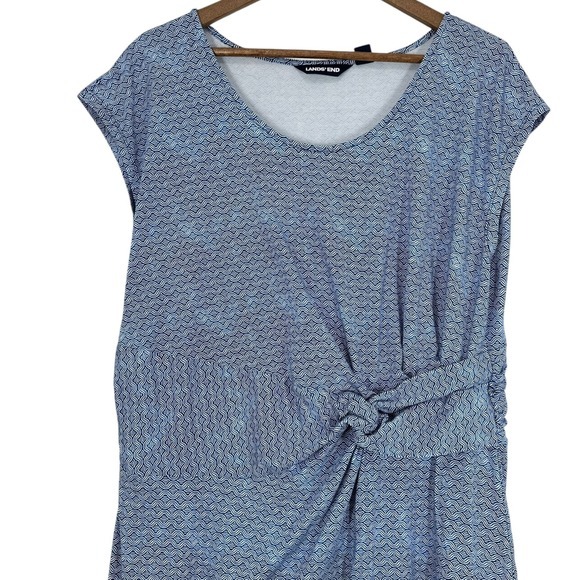 Lands' End Women's Blue Patterned Knit Dress Knee Length 1X Modal Blend‎ Jersey - Picture 2 of 7
